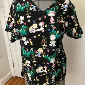 Charlie Brown Christmas themed scrub top